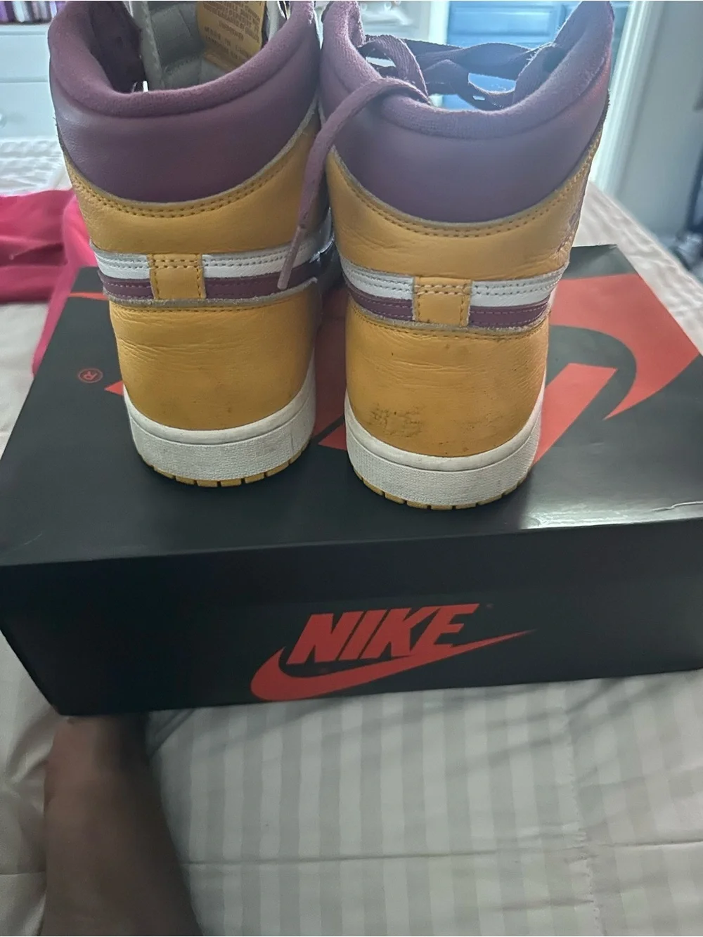 Jordan Women’s High-Top Sneakers - Purple/Yellow/White